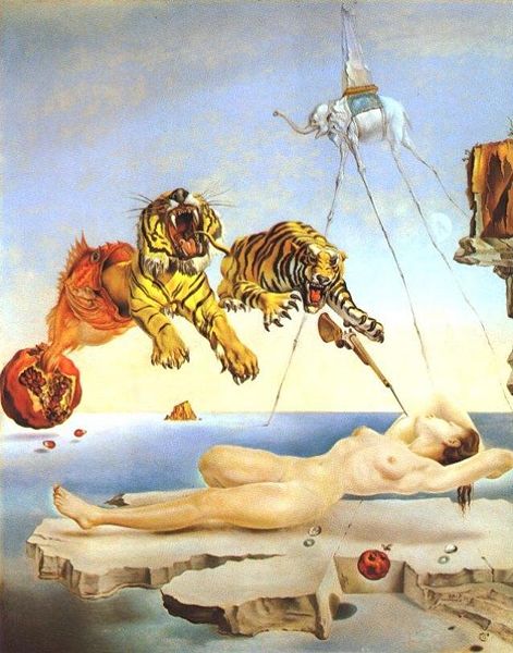 Dali Dream Caused by the Flight of a Bumblebee around a Pomegranate a Second Before Awakening