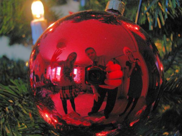 Slightly distorted view in a Christmas tree decoration.