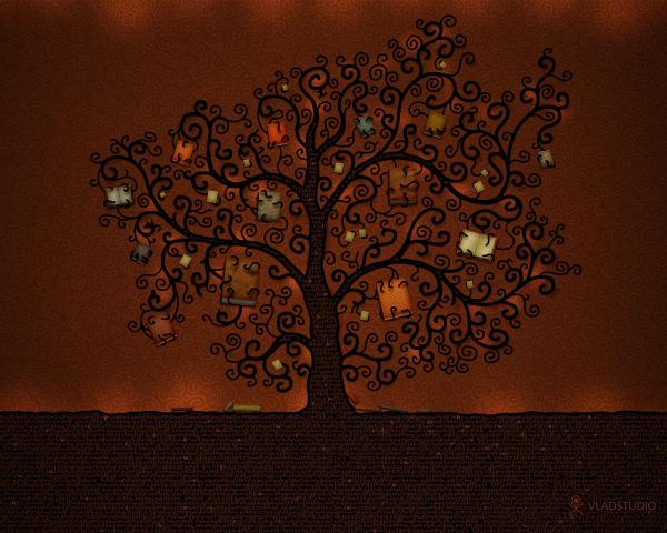 Drawn wallpapers Tree of books 007325