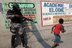 Soldier targeting a street kid