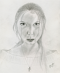 This is kind of a self-portrait, though I just couldn't manage to draw the mouth properly. Other than that there is a likeness, though. (Or was, I...