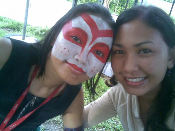 with girl in mask