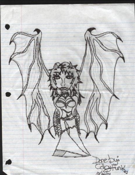 drawing winged lady