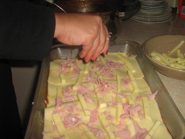 Mummy making lasagna.