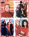 Upper left--picture of Richard Herd as John, the Visitor Supreme Commander.  Upper right--(left) Faye Grant as Juliet Parrish (bottom) Marc Singer as...
