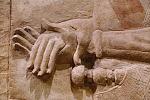 Oriental Institute Museum University of Chicago 
Detail of hands. Khorsabad ancient Mesopotamia Relief sculptures that once lined the throneroom...