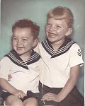 with my elder sister, Linda, around 1955 or '56